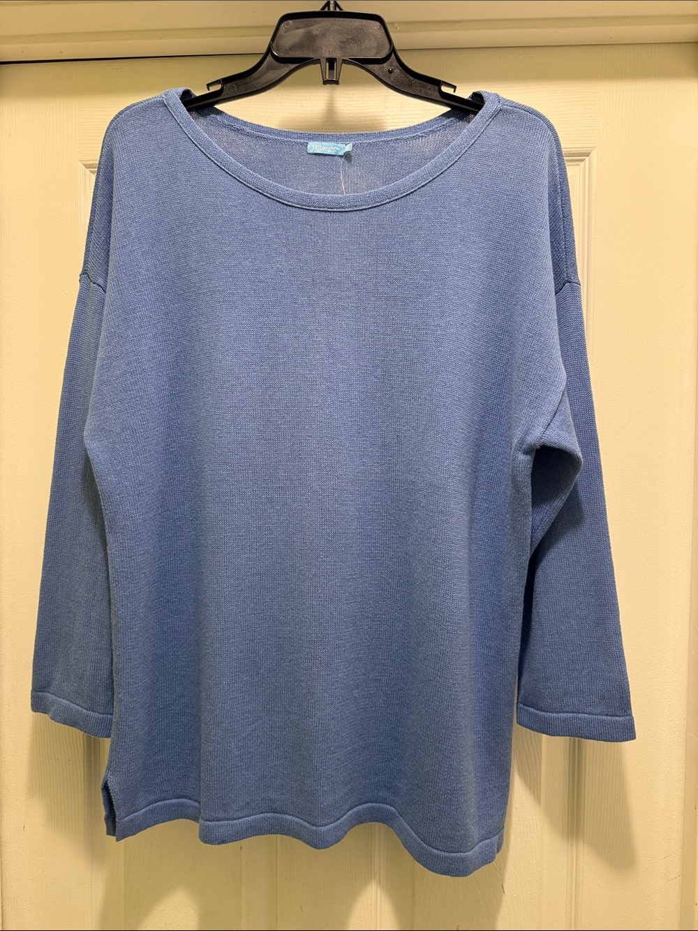 NWT J.McLaughlin Cece Blue Linen Cotton Scoop Neck Sweater L